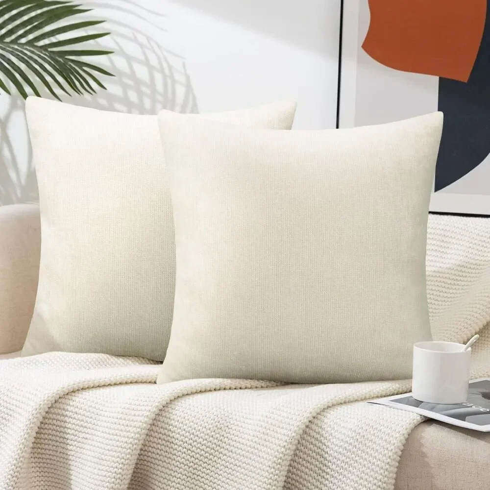 ✨ Pyonic 18x18 Set of 2 Luxury Chenille Throw Pillow Covers Beige